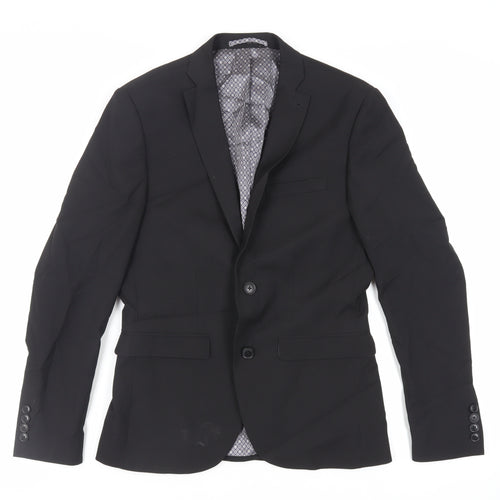 NEXT Mens Black Polyester Jacket Suit Jacket Size 36 Regular