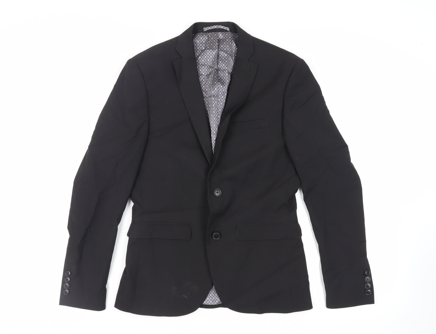 NEXT Mens Black Polyester Jacket Suit Jacket Size 36 Regular