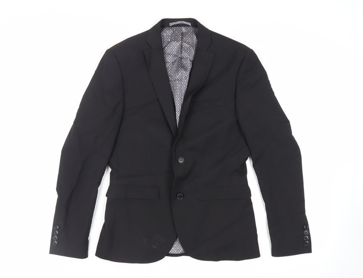 NEXT Mens Black Polyester Jacket Suit Jacket Size 36 Regular