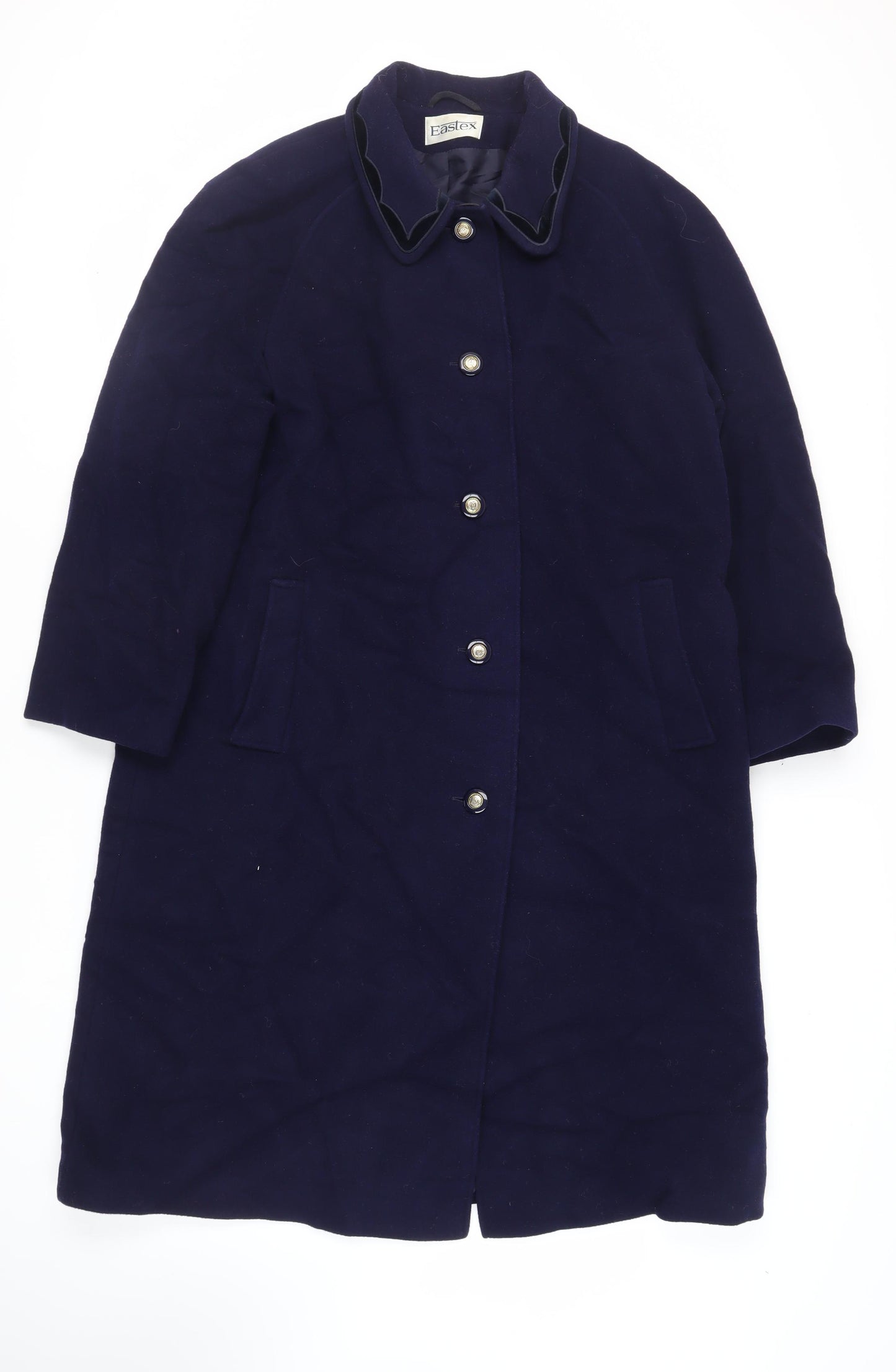 Eastex Womens Blue Overcoat Coat Size 16 Button - Vintage