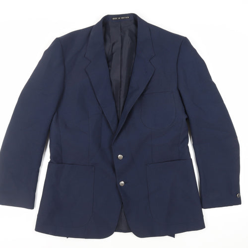 Greenwoods Mens Blue Polyester Jacket Blazer Size 42 Regular
