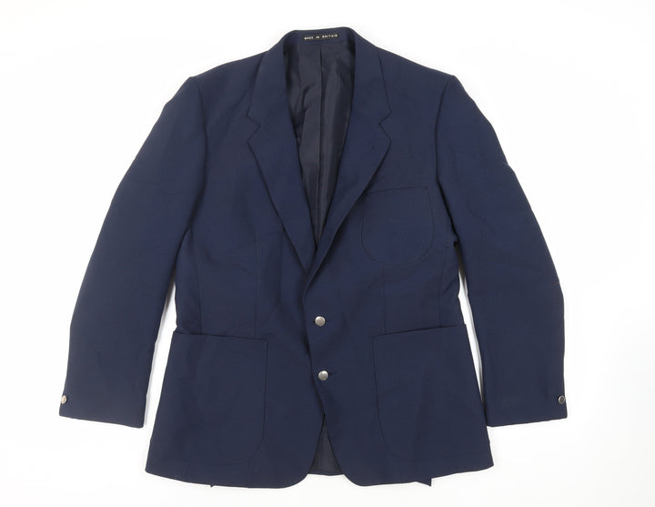 Greenwoods Mens Blue Polyester Jacket Blazer Size 42 Regular