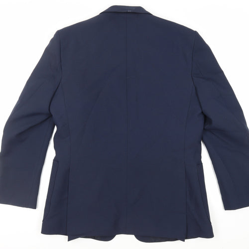 Greenwoods Mens Blue Polyester Jacket Blazer Size 42 Regular
