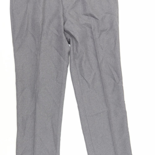 Farah Mens Grey Polyester Dress Pants Trousers Size 36 in L27 in Regular Zip - Short Length