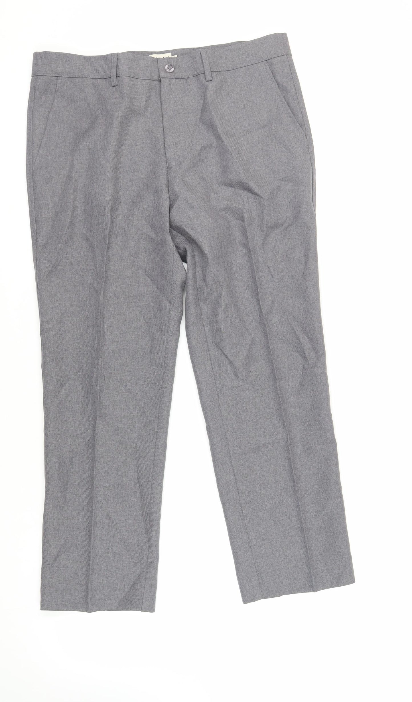 Farah Mens Grey Polyester Dress Pants Trousers Size 36 in L27 in Regular Zip - Short Length