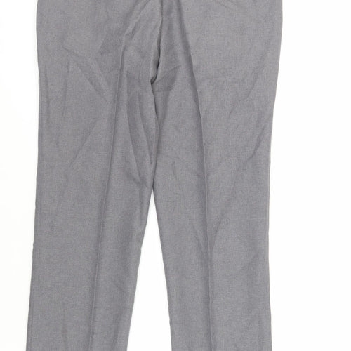 Farah Mens Grey Polyester Dress Pants Trousers Size 36 in L27 in Regular Zip - Short Length