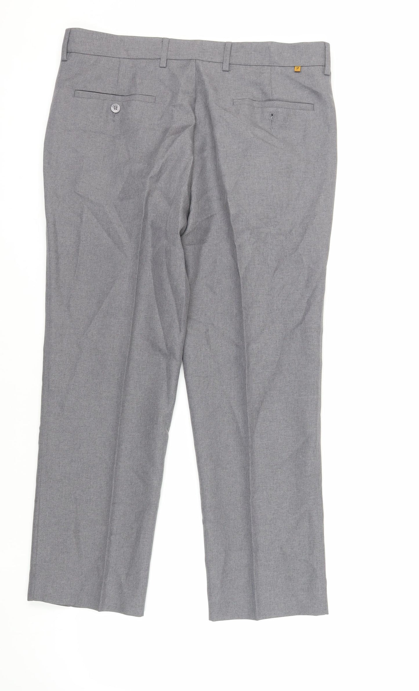 Farah Mens Grey Polyester Dress Pants Trousers Size 36 in L27 in Regular Zip - Short Length