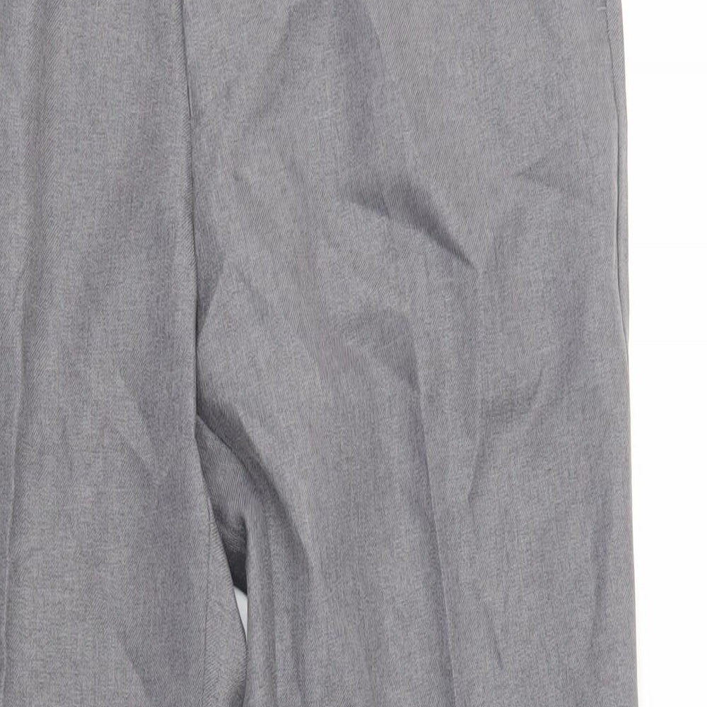 Farah Mens Grey Polyester Dress Pants Trousers Size 36 in L27 in Regular Zip - Short Length