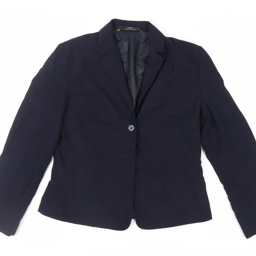 Marks and Spencer Womens Blue Jacket Blazer Size 12 Button
