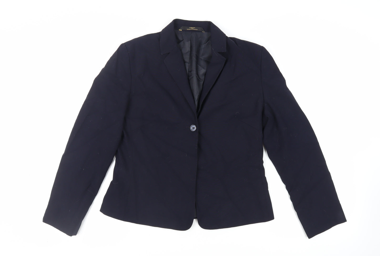 Marks and Spencer Womens Blue Jacket Blazer Size 12 Button