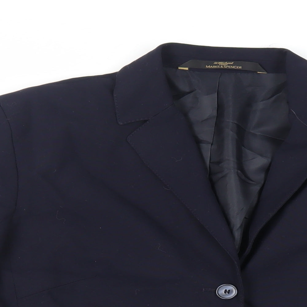 Marks and Spencer Womens Blue Jacket Blazer Size 12 Button