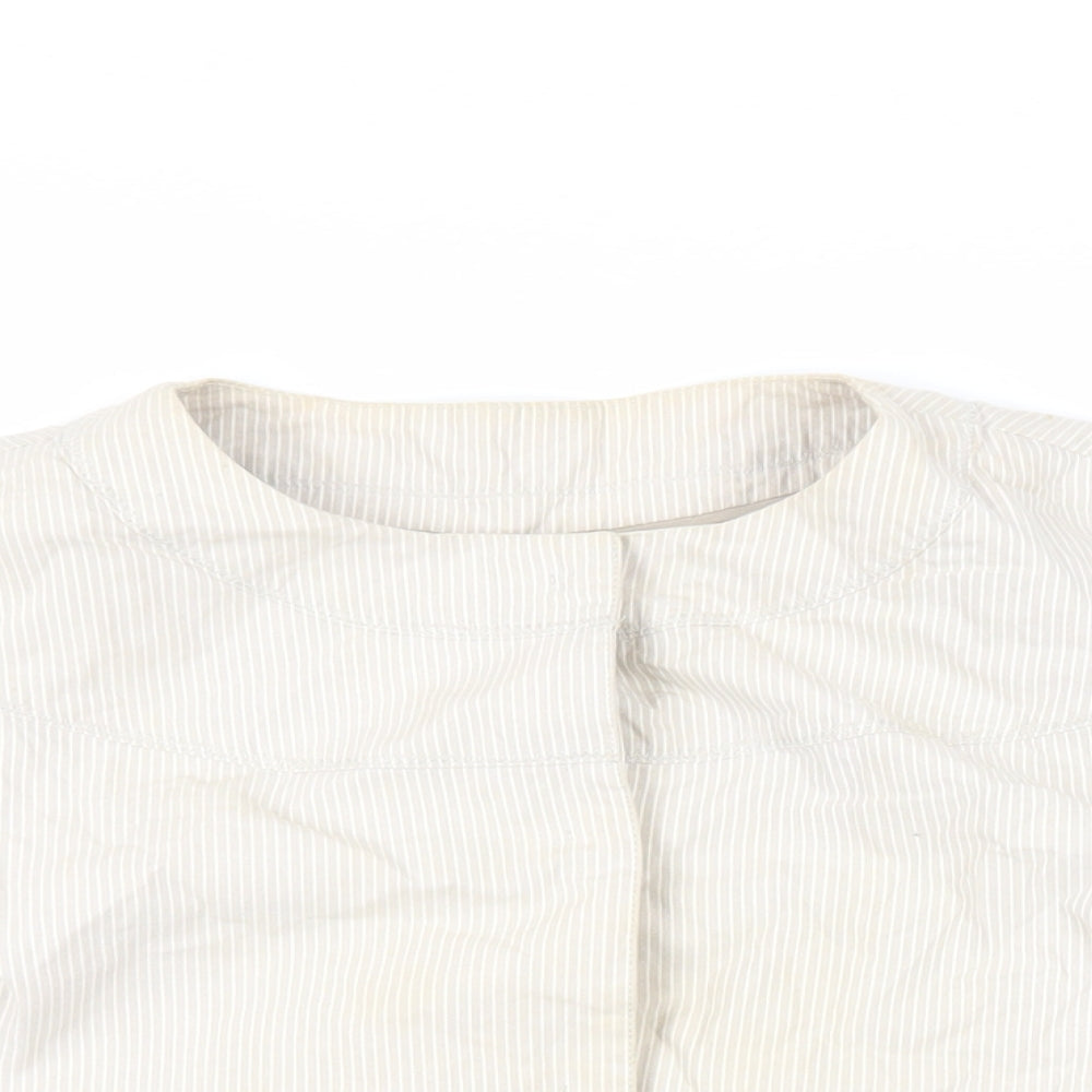 Marks and Spencer Womens Beige Striped Jacket Blazer Size 10 Snap