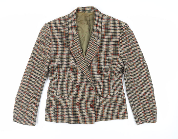 St Michael Womens Green Check Jacket Blazer Size 12 Button - Vintage