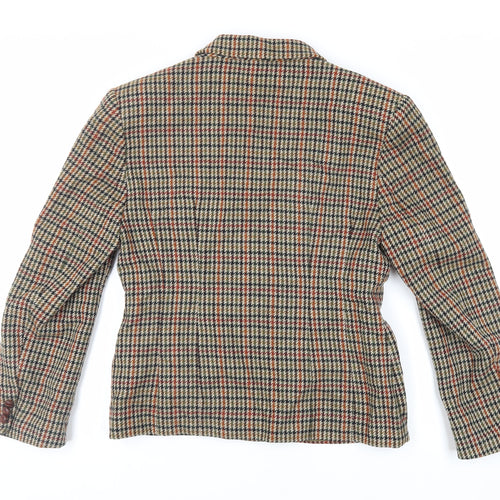 St Michael Womens Green Check Jacket Blazer Size 12 Button - Vintage