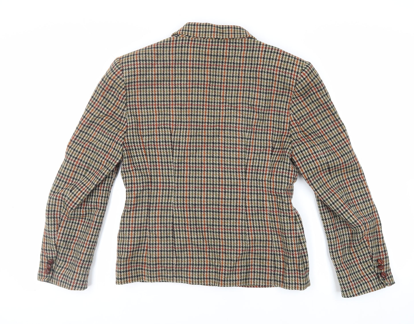 St Michael Womens Green Check Jacket Blazer Size 12 Button - Vintage