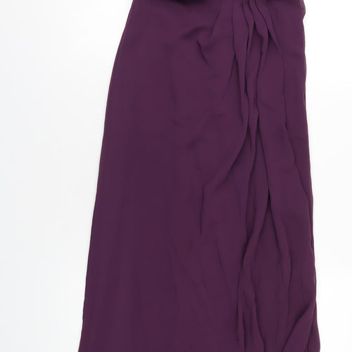WED2B Womens Purple Polyester Maxi Size 8 One Shoulder Zip