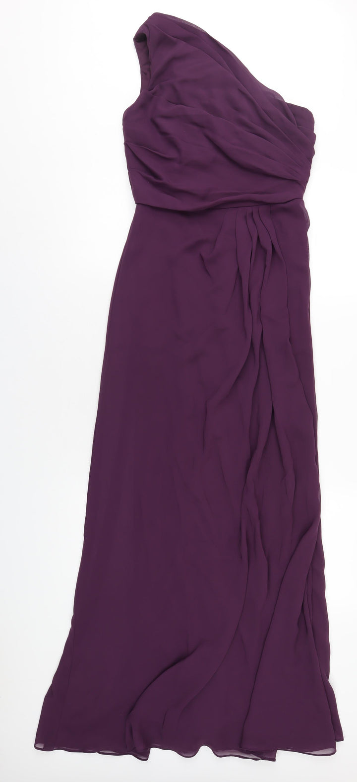 WED2B Womens Purple Polyester Maxi Size 8 One Shoulder Zip