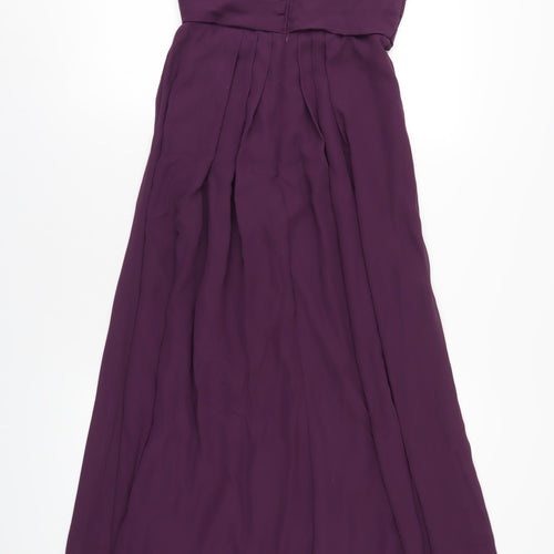WED2B Womens Purple Polyester Maxi Size 8 One Shoulder Zip