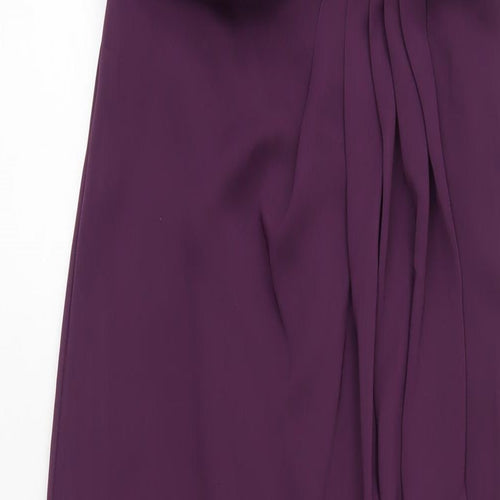 WED2B Womens Purple Polyester Maxi Size 8 One Shoulder Zip