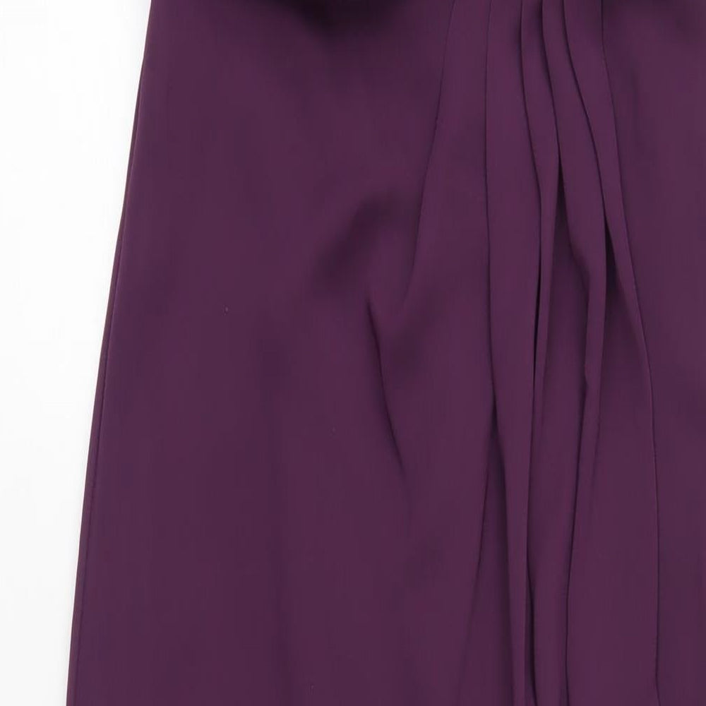 WED2B Womens Purple Polyester Maxi Size 8 One Shoulder Zip