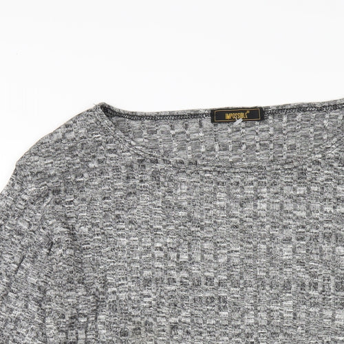 Impossible Womens Grey Polyester Bodycon Size XL Round Neck Pullover