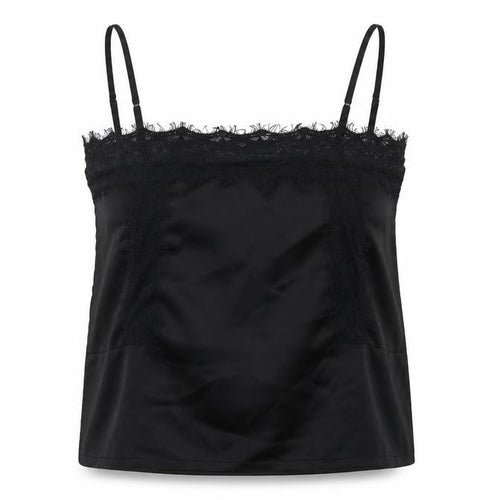 Missguided Womens Black Polyester Camisole T-Shirt Size 8 Square Neck - Lace Trim