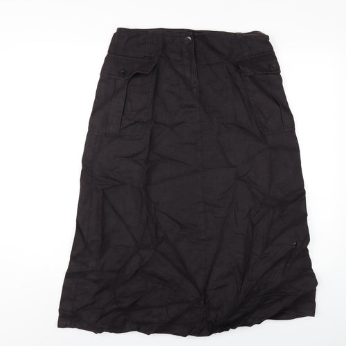 Hobbs Womens Brown Linen A-Line Skirt Size 10 Zip