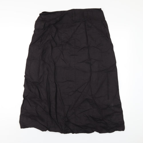 Hobbs Womens Brown Linen A-Line Skirt Size 10 Zip
