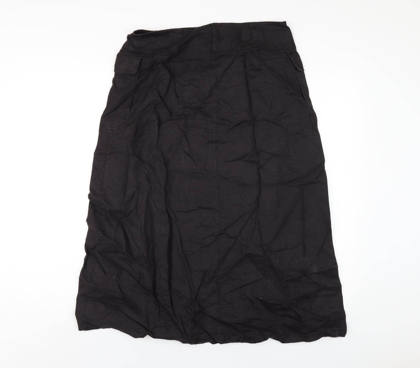 Hobbs Womens Brown Linen A-Line Skirt Size 10 Zip