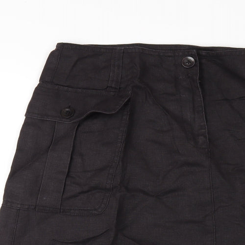 Hobbs Womens Brown Linen A-Line Skirt Size 10 Zip
