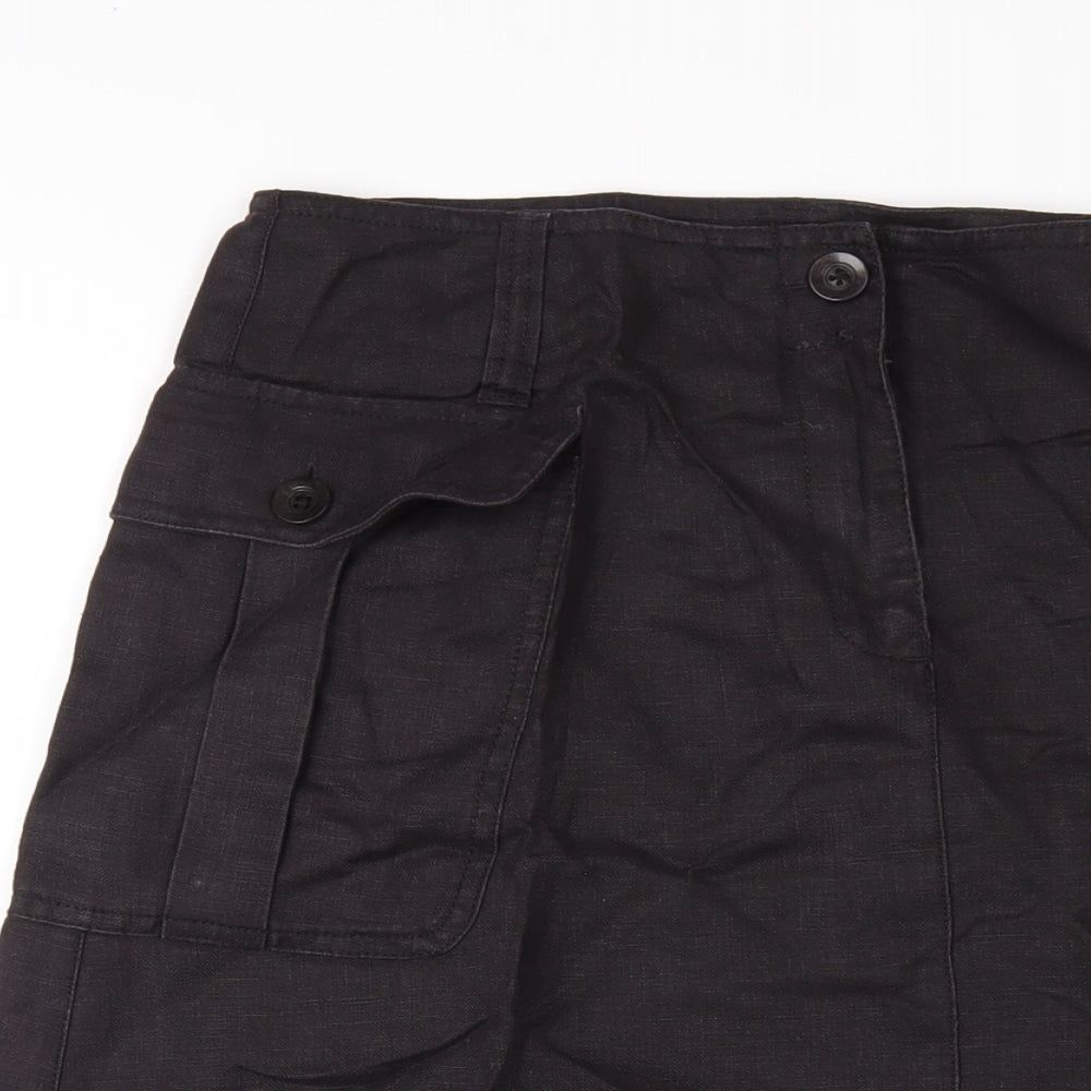 Hobbs Womens Brown Linen A-Line Skirt Size 10 Zip