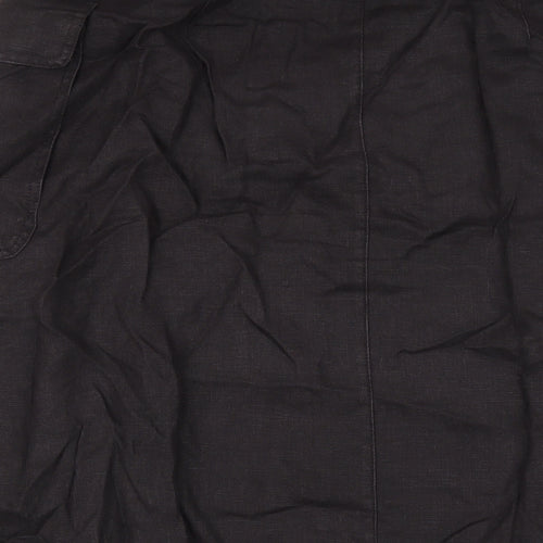 Hobbs Womens Brown Linen A-Line Skirt Size 10 Zip