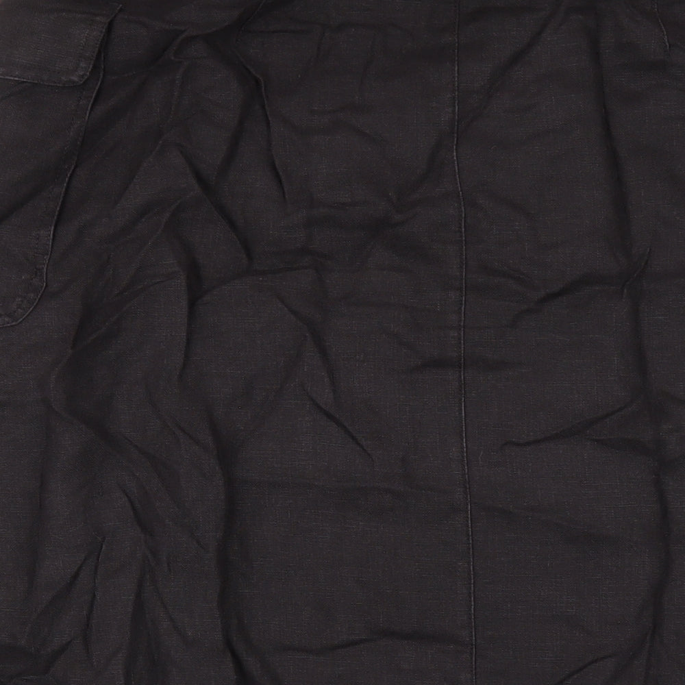 Hobbs Womens Brown Linen A-Line Skirt Size 10 Zip