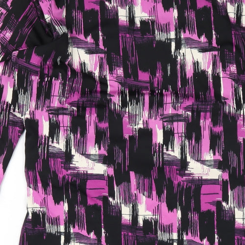 M&Co Womens Purple Geometric Polyester A-Line Size 12 Round Neck Pullover
