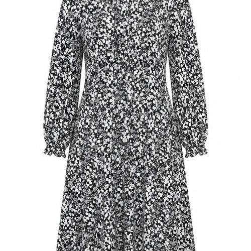 Marks and Spencer Womens Black Geometric Viscose A-Line Size 16 Mock Neck Zip