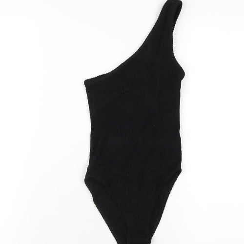 Topshop Womens Black Viscose Bodysuit One-Piece Size 6 Snap