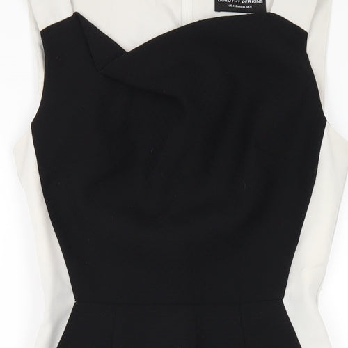 Dorothy Perkins Womens Black Polyester Pencil Dress Size 8 V-Neck Zip