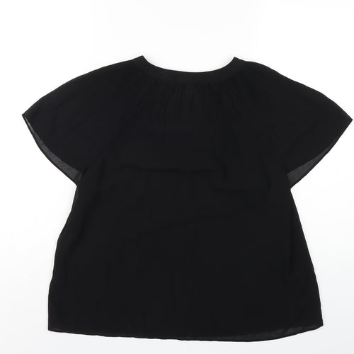 H&M Womens Black Polyester Basic T-Shirt Size S V-Neck