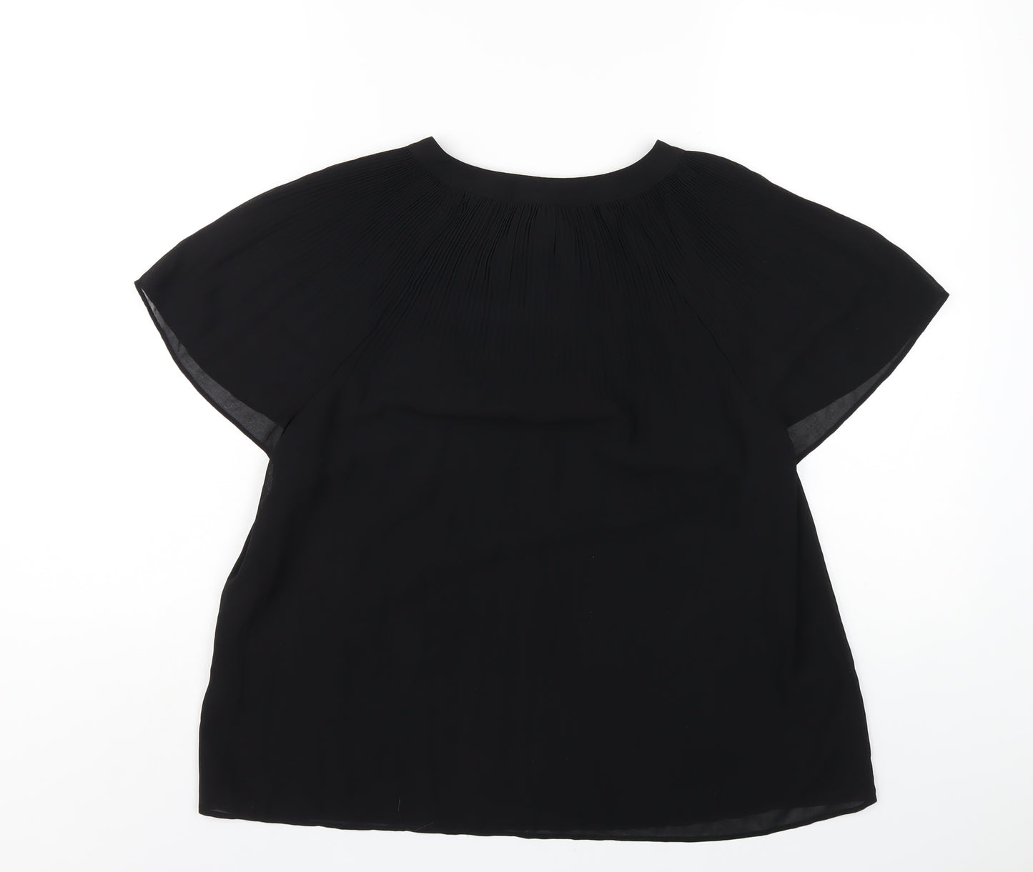 H&M Womens Black Polyester Basic T-Shirt Size S V-Neck