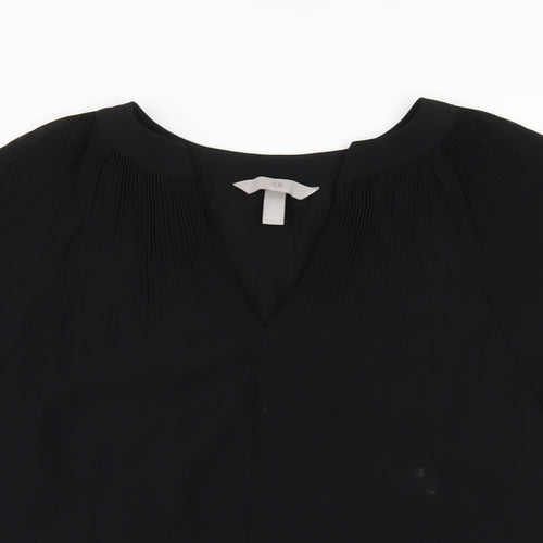 H&M Womens Black Polyester Basic T-Shirt Size S V-Neck