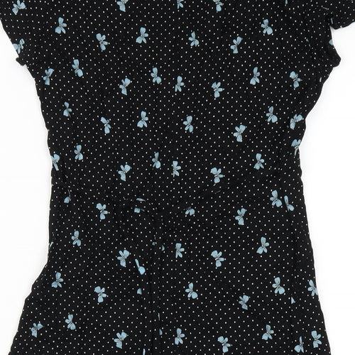 NEXT Womens Black Geometric Viscose A-Line Size 10 V-Neck Pullover