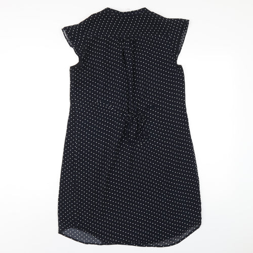 H&M Womens Blue Polka Dot Polyester A-Line Size 10 V-Neck Pullover