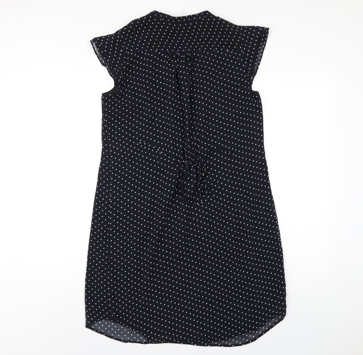 H&M Womens Blue Polka Dot Polyester A-Line Size 10 V-Neck Pullover