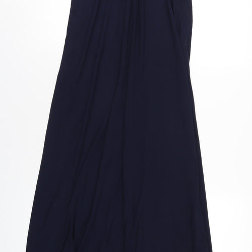 Monsoon Womens Blue Viscose Maxi Size 10 Square Neck Zip