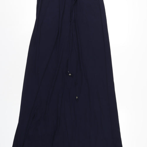 Monsoon Womens Blue Viscose Maxi Size 10 Square Neck Zip