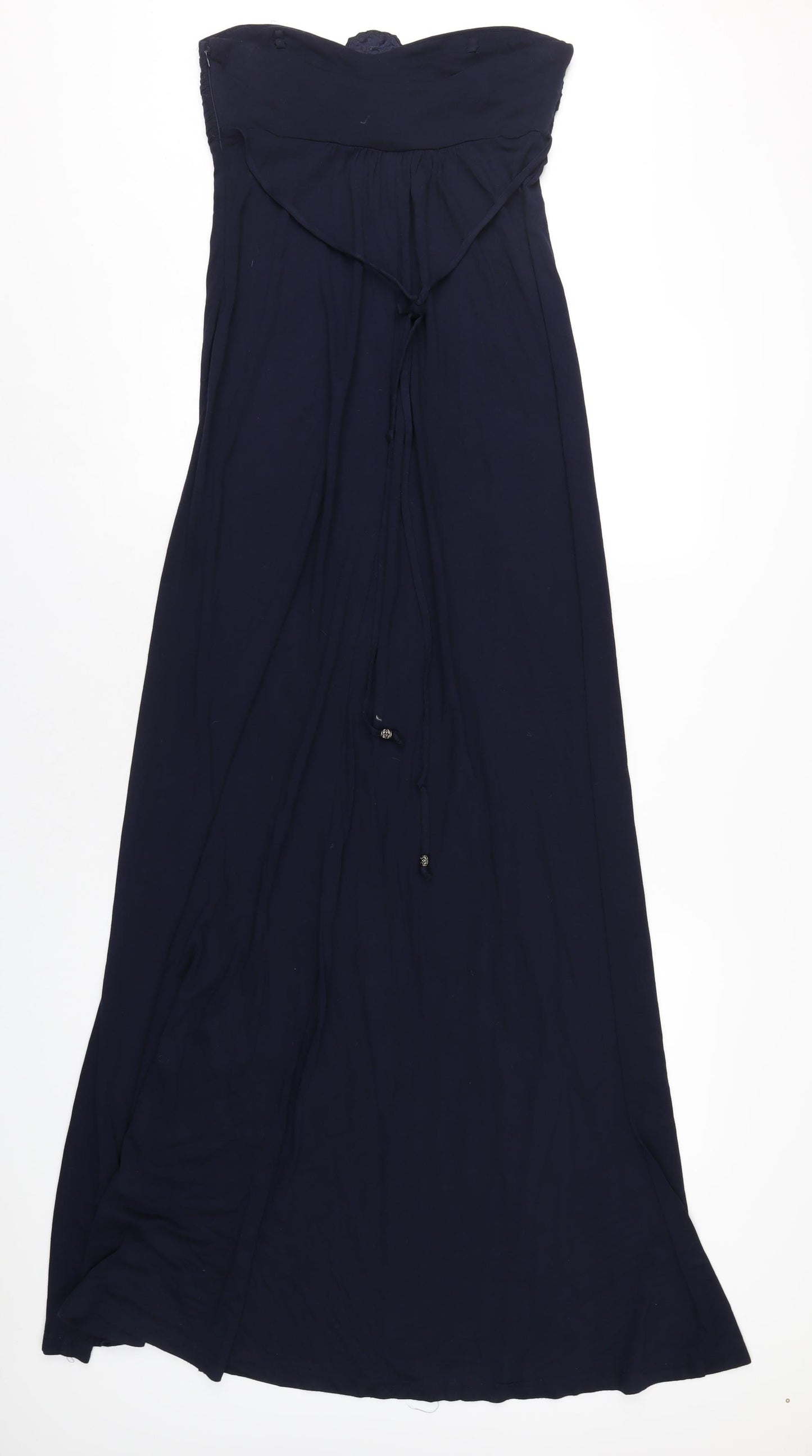 Monsoon Womens Blue Viscose Maxi Size 10 Square Neck Zip