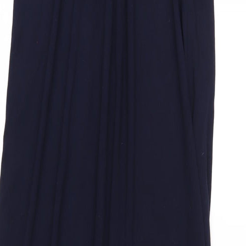Monsoon Womens Blue Viscose Maxi Size 10 Square Neck Zip