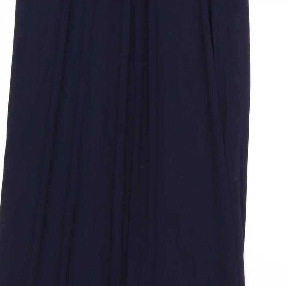 Monsoon Womens Blue Viscose Maxi Size 10 Square Neck Zip