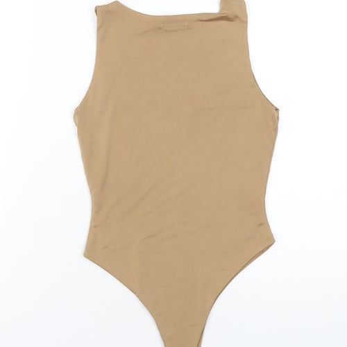 Boohoo Womens Beige Polyester Bodysuit One-Piece Size 10 Snap