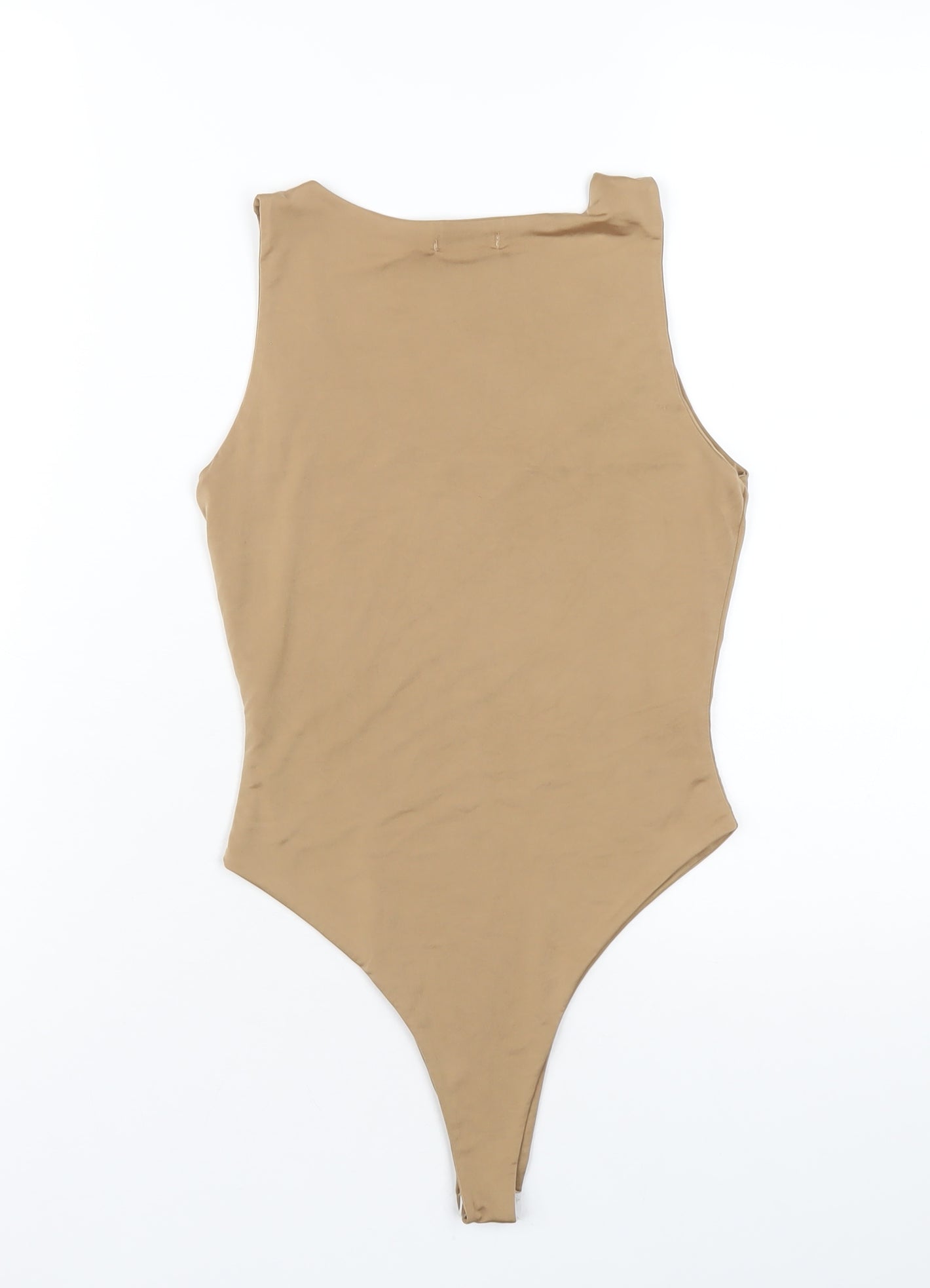 Boohoo Womens Beige Polyester Bodysuit One-Piece Size 10 Snap